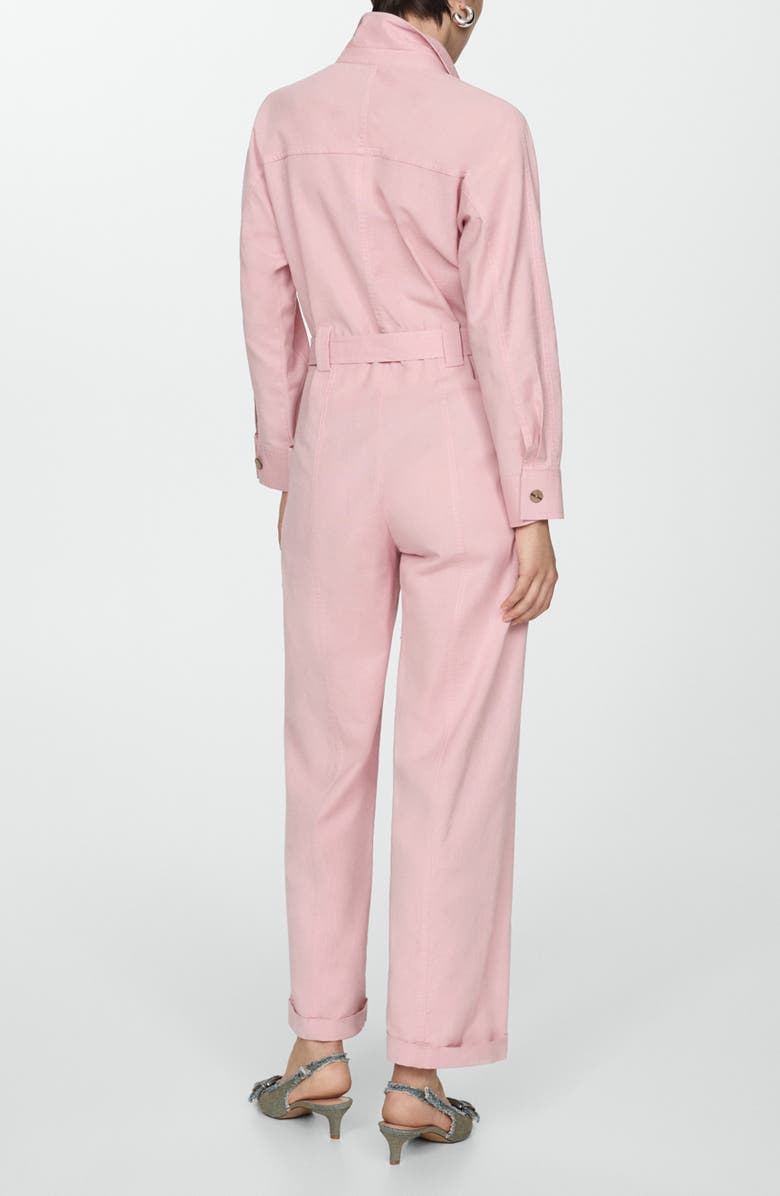 MANGO Tie Waist Long Sleeve Jumpsuit, Alternate, color,