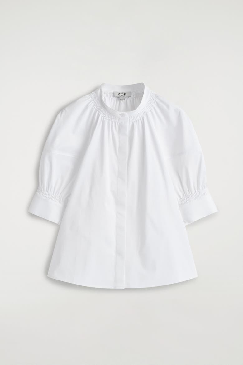 Smocked Puff-sleeve Blouse, Alternate, color, WHITE