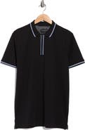 DENIM AND FLOWER Tipped Cotton Quarter Zip Polo
