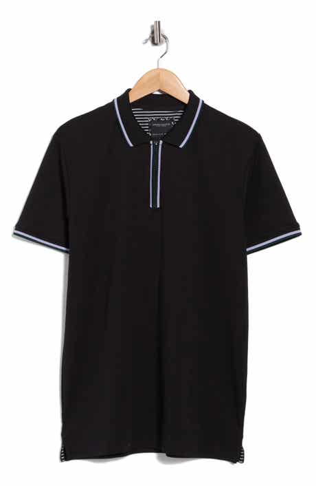 DENIM AND FLOWER Tipped Cotton Quarter Zip Polo