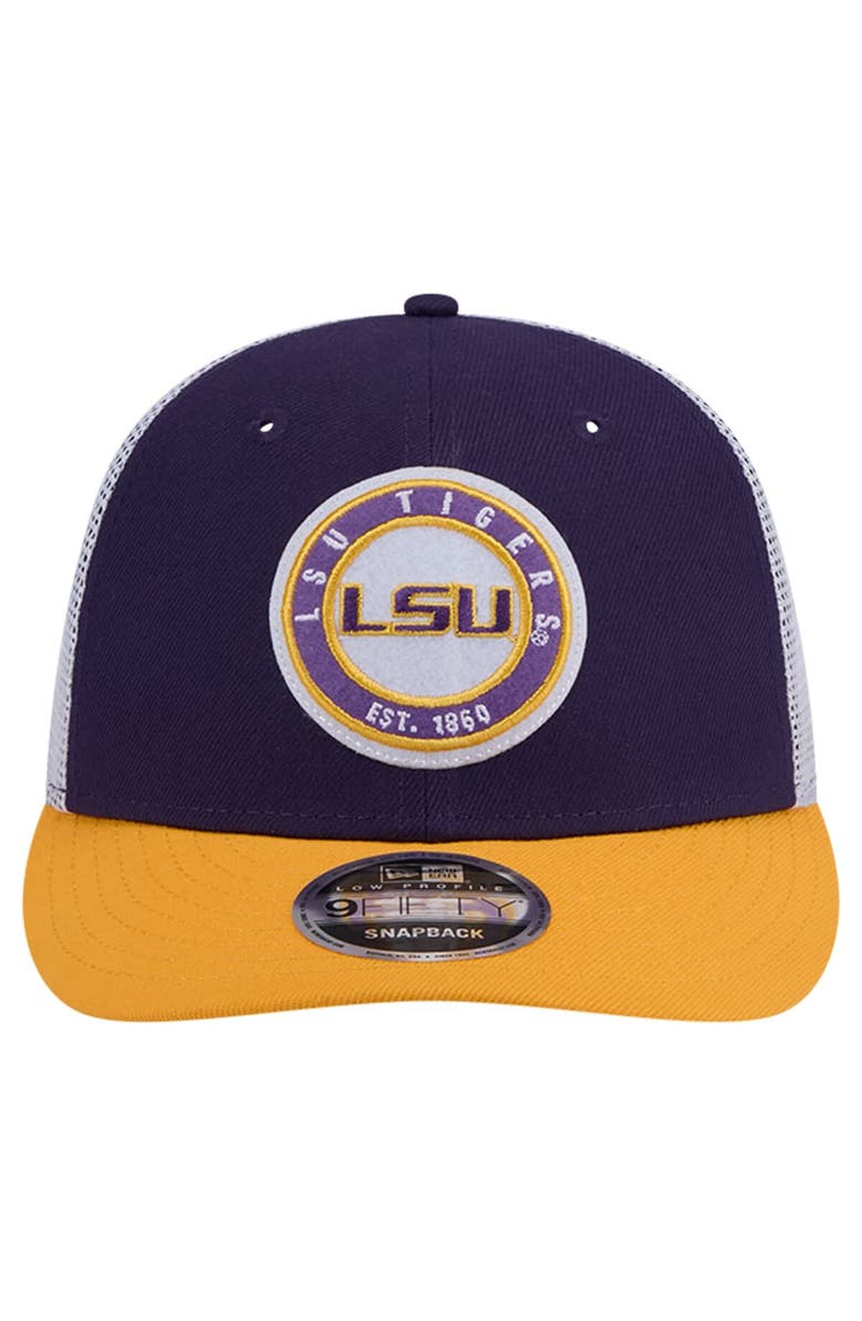 New Era Men's New Era Purple LSU Tigers Throwback Circle Patch 9FIFTY Trucker Snapback Hat, Alternate, color, Purple