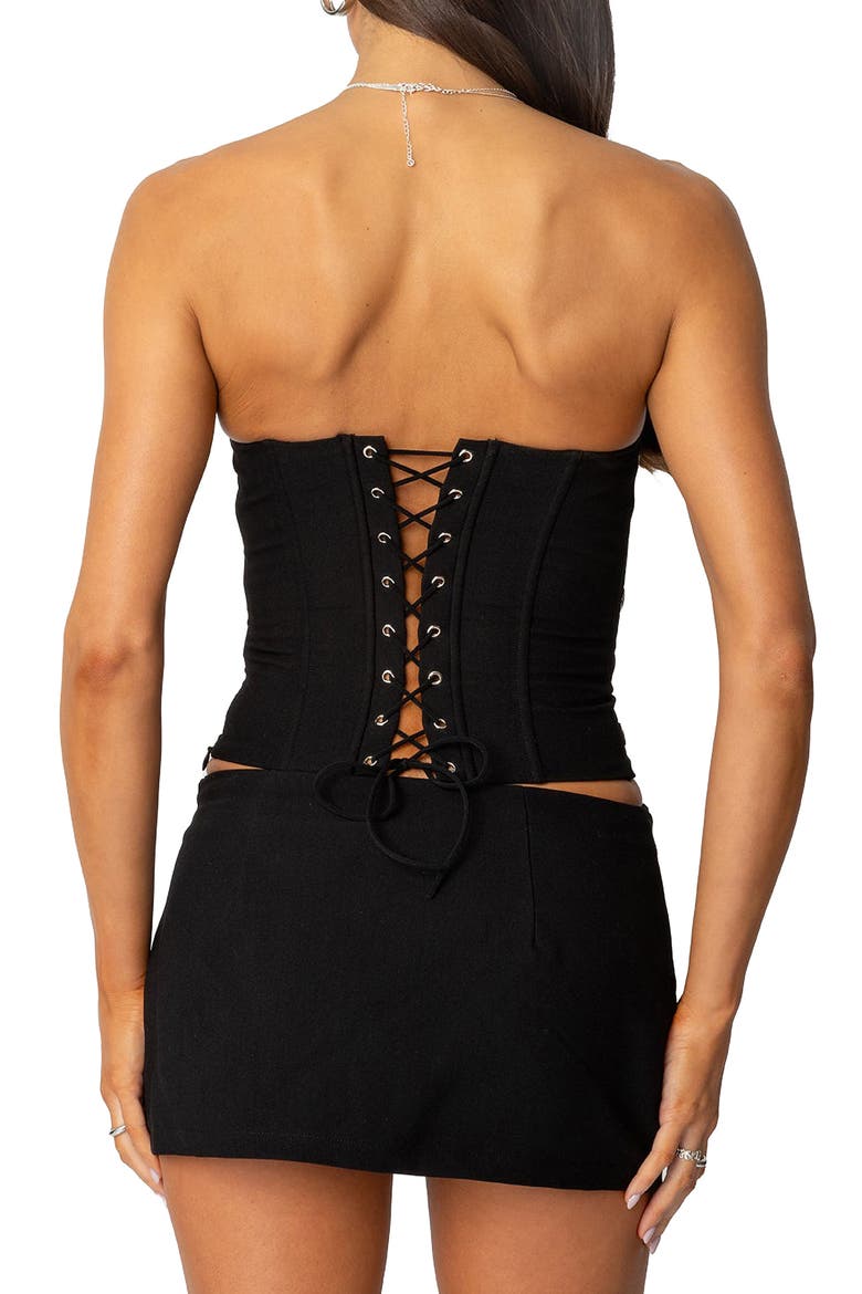 Arlette Grommet Strapless Corset Top, Alternate, color, BLACK