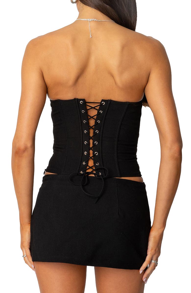EDIKTED Arlette Grommet Strapless Corset Top, Alternate, color, Black