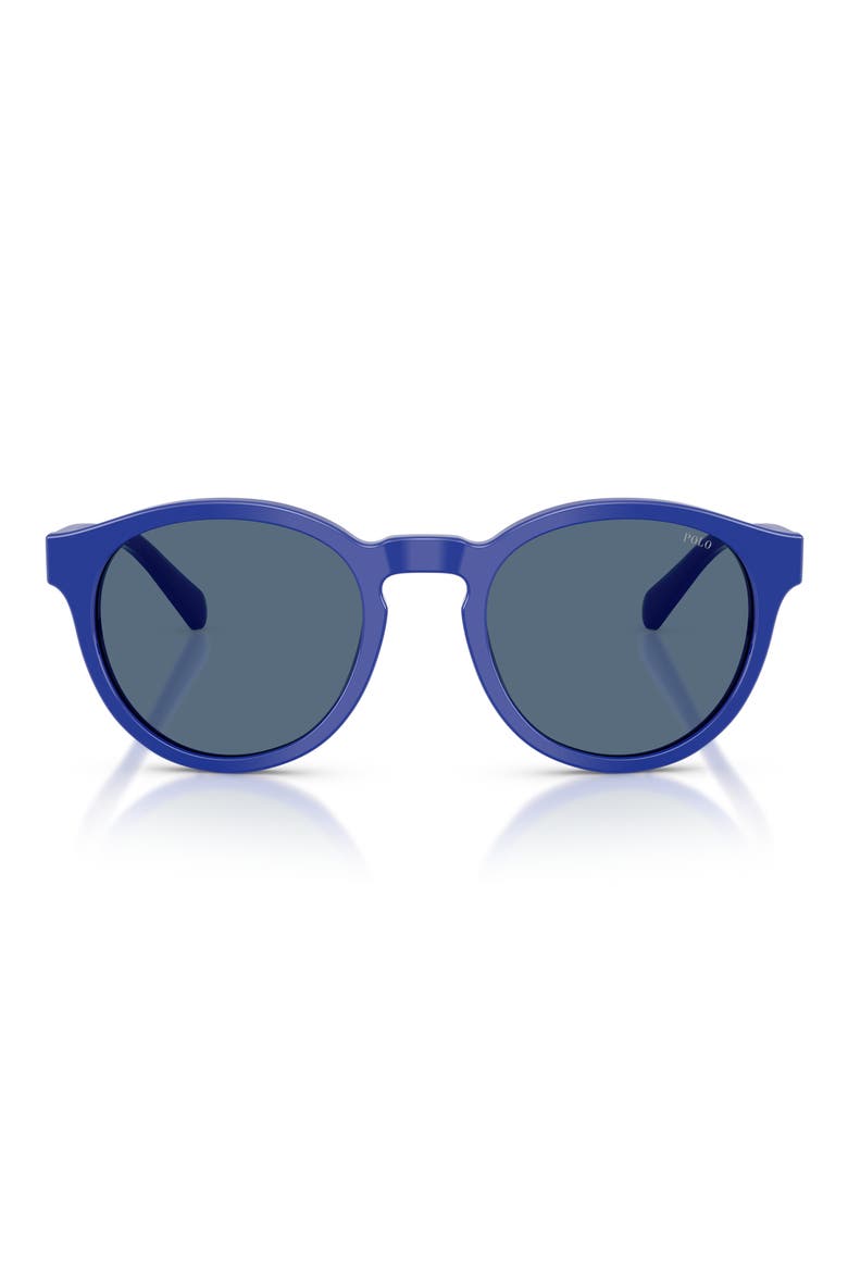 51mm Round Sunglasses, Main, color, SHINY ROYAL BLUE / BLUE