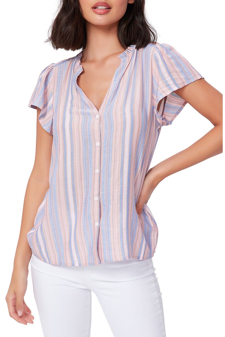 Remy Stripe Button Front Top, Main, color, TANZANITE MULTI