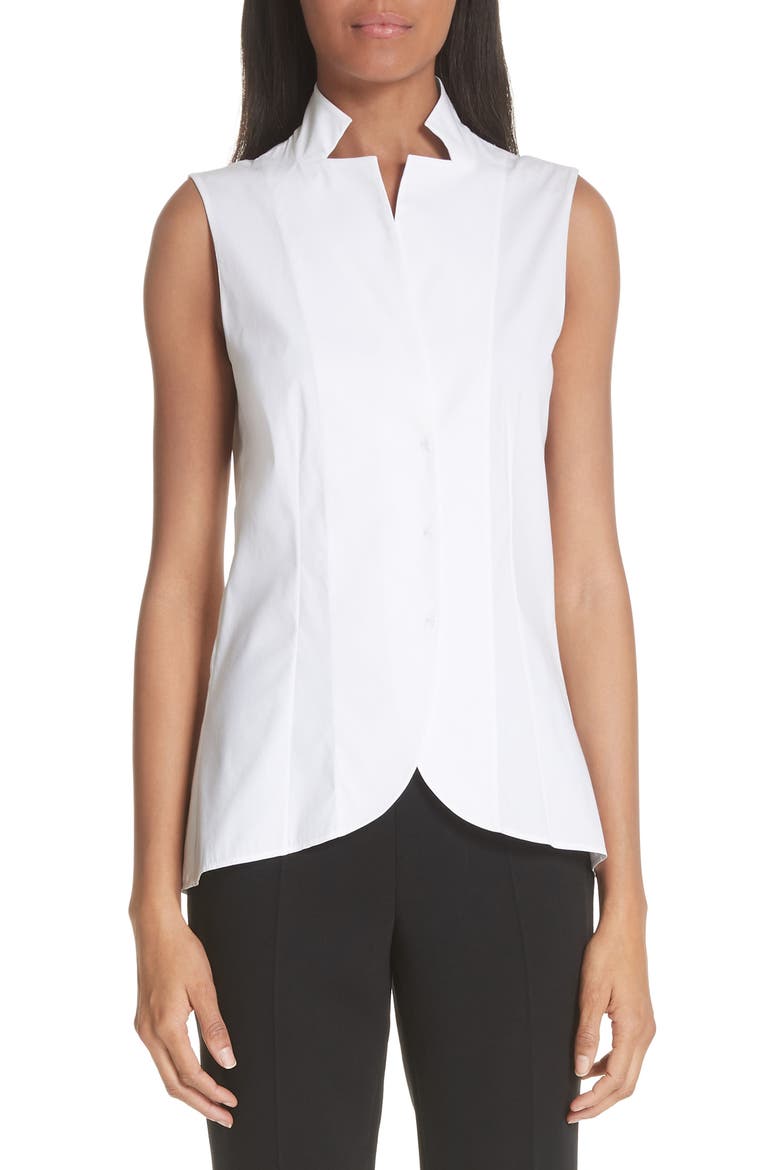 Notch Collar Blouse, Main, color, WHITE