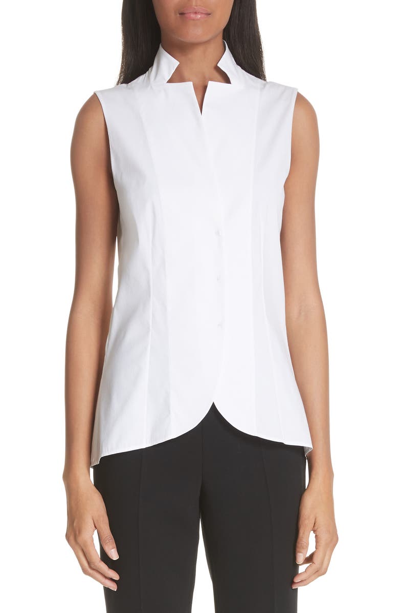 Akris Notch Collar Blouse, Main, color, White