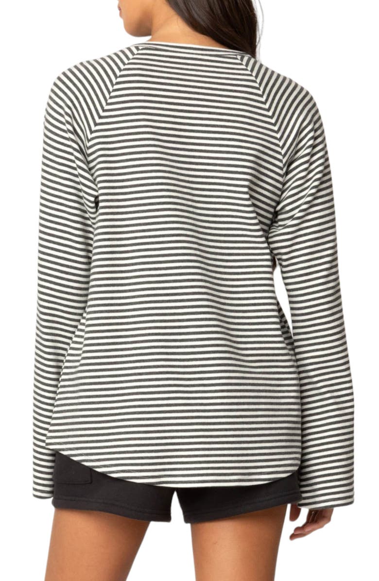 EDIKTED Stripe Oversize Bell Sleeve Top, Alternate, color, Gray-Melange