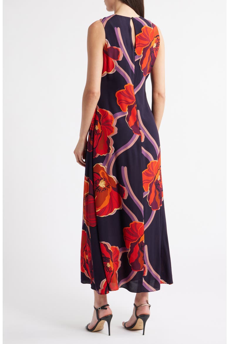 Iris Floral Print Sleeveless Maxi Dress, Alternate, color, BLACK RED
