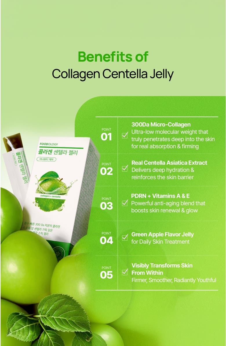 Foodology Coleology Collagen Centella Jelly 10 sticks, Alternate, color, Green