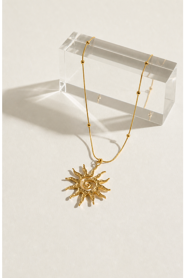 Vortex Sun Pendant Necklace, Alternate, color, Gold