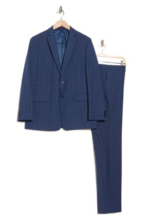 Kids' Blue Windowpane Nested Suit (Big Kid)