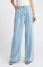 FRAME Super Drape Wide Leg Denim Drawstring Pants