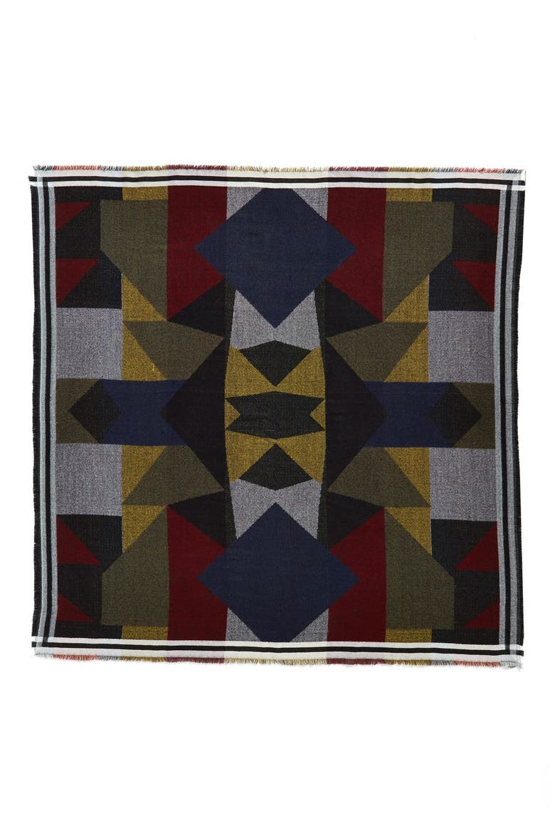 Colorblock Blanket Scarf, Alternate, color, NAVY MULTI
