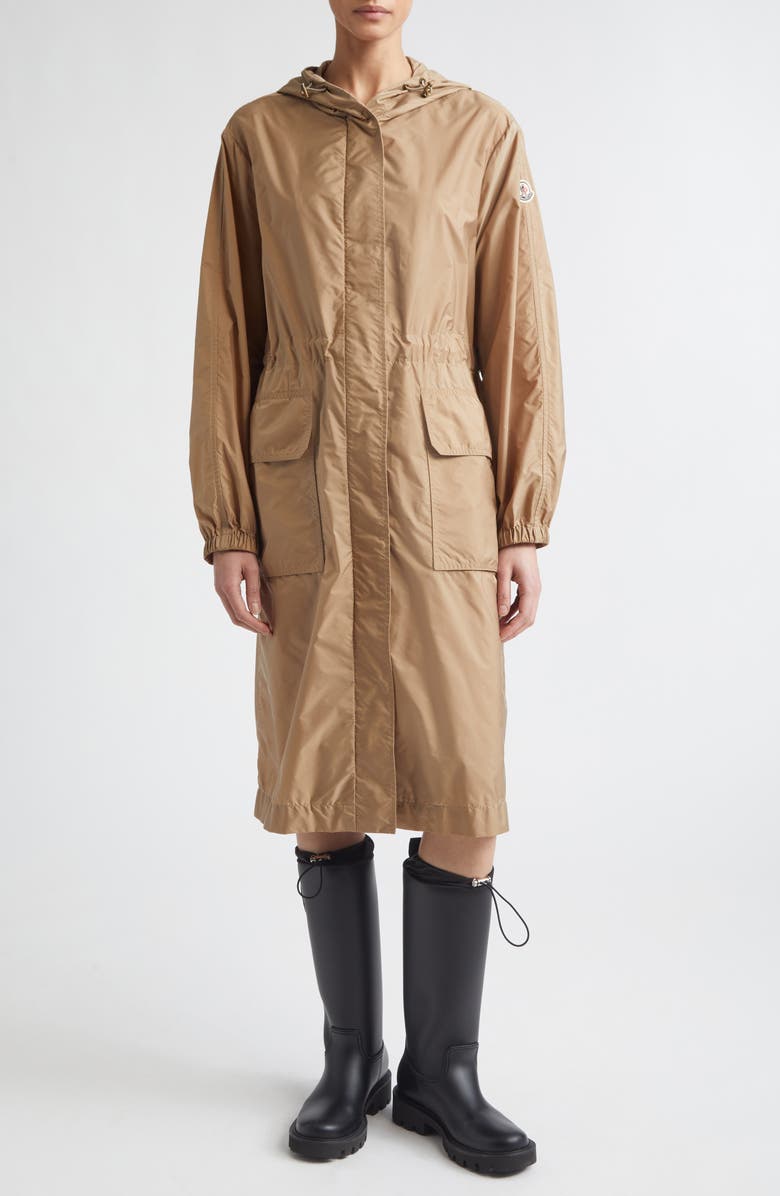Moncler Hiengos Long Parka, Main, color, Travertine