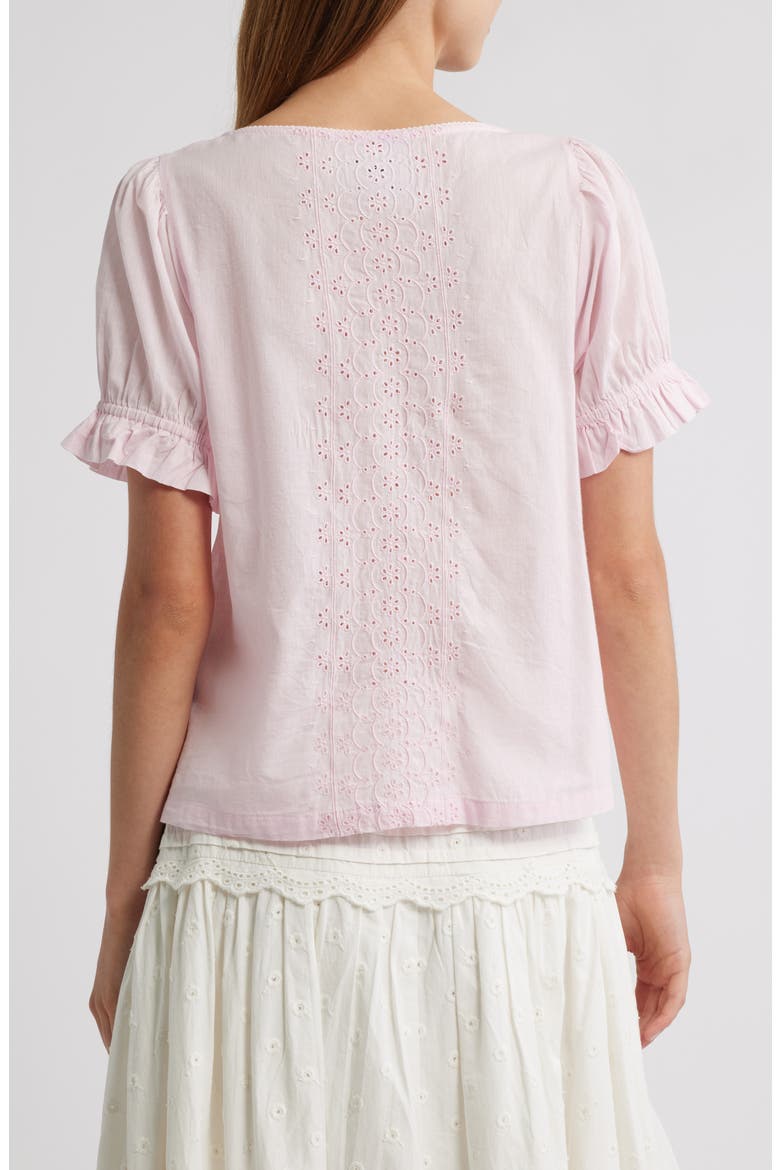 Organic Cotton Eyelet Top, Alternate, color, PINK