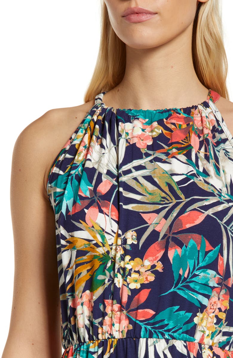 Loveappella Floral Halter Neck Knit Dress, Alternate, color, 