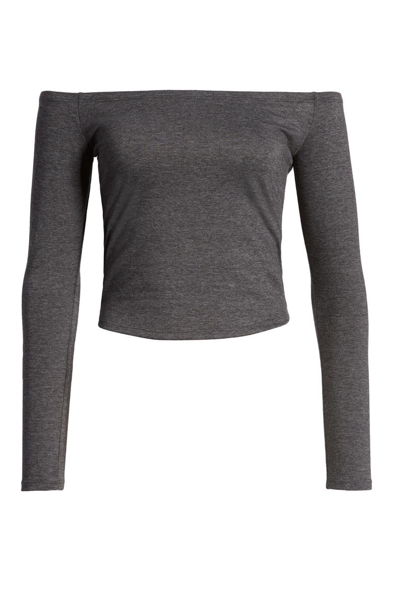 Fitted Off the Shoulder Top, Alternate, color, GREY CASTLEROCK