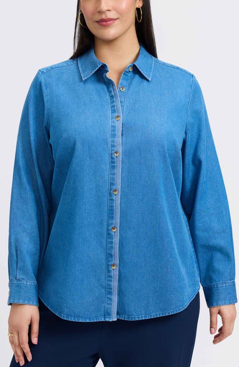 Charlie Denim Button-Up Shirt (Plus)