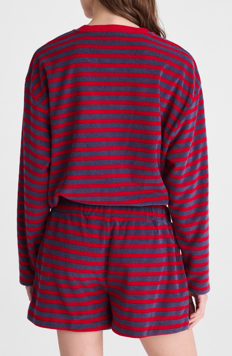 Madewell Tie-Waist Top in Terry, Alternate, color, Red Navy
