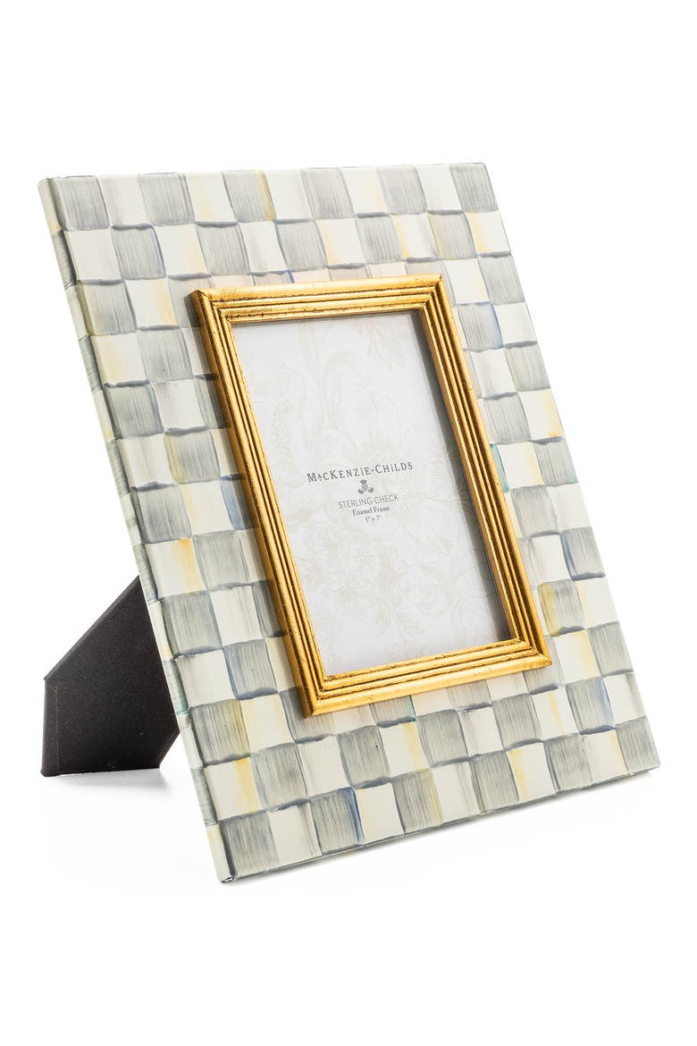Sterling Check Enameled Steel 5 x 7-Inch Picture Frame, Alternate, color, GREY/ WHITE