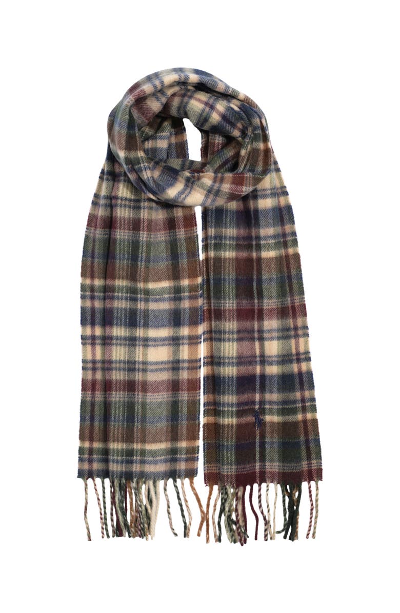 Polo Ralph Lauren Cashmere Blend Plaid Scarf, Alternate, color, Green Multi