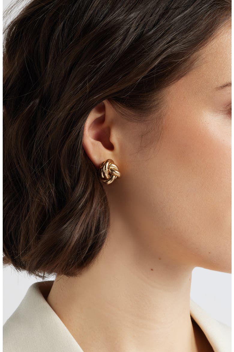 Double Knot Stud Earrings, Alternate, color, GOLD