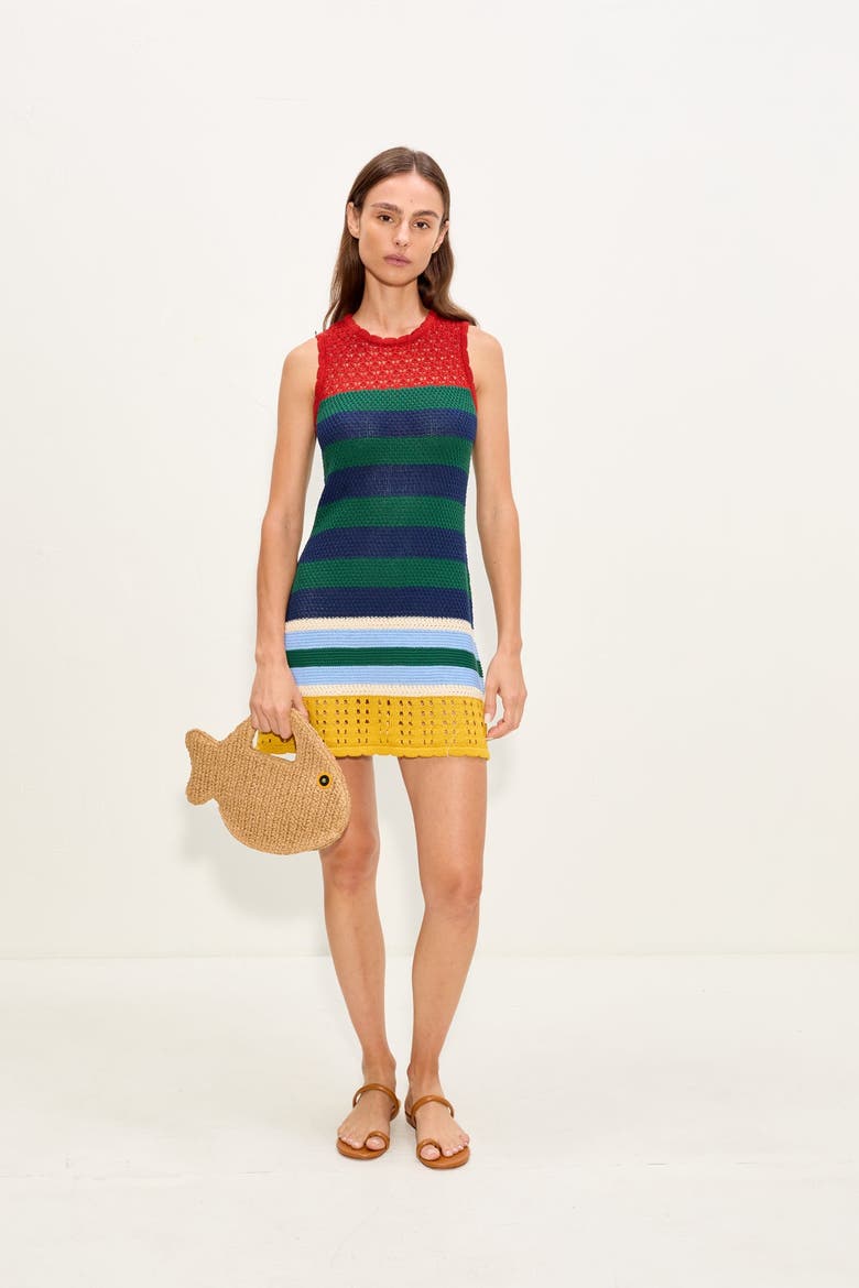 Yvonne Knit Mini Dress, Alternate, color, BRICK STRIPE COMBO