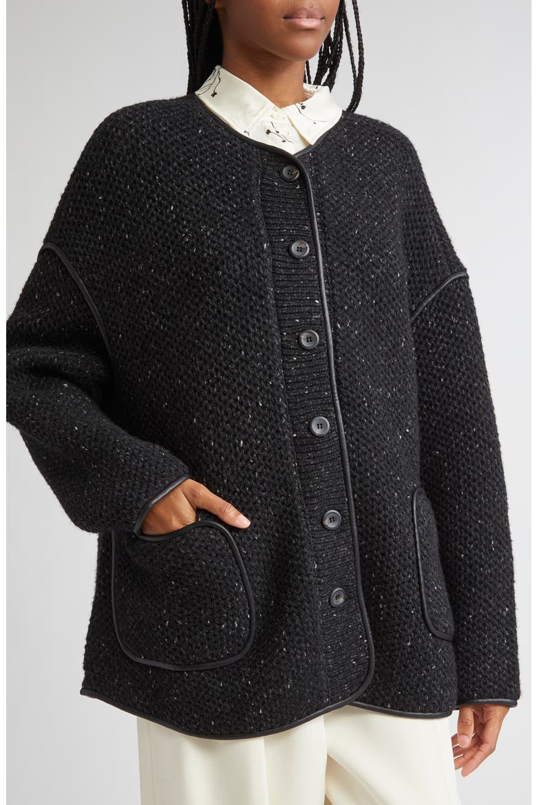 Medrano Oversize Merino Wool Blend Knit Jacket, Alternate, color, BLACK