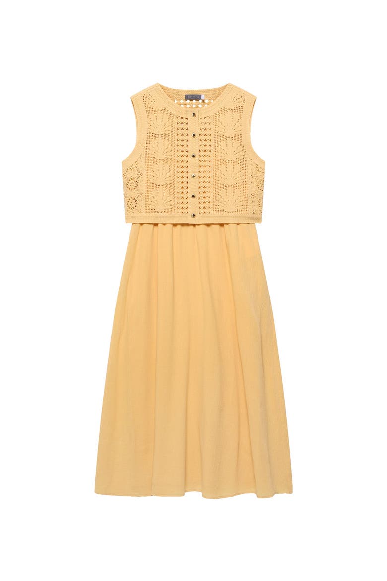 Cotton Blend Crochet Maxi Dress, Alternate, color, Yellow