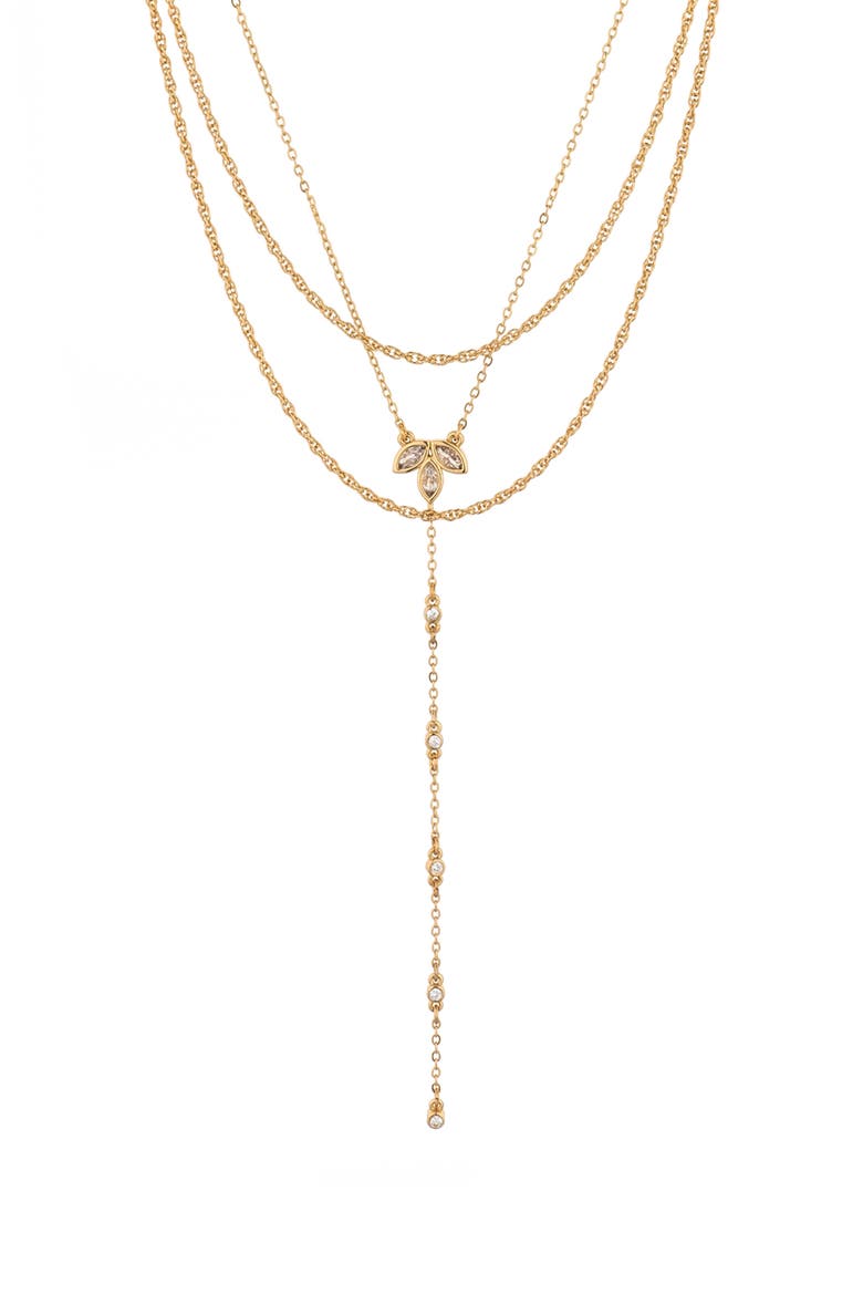 CZ Layered Chain Necklace, Alternate, color, GOLD