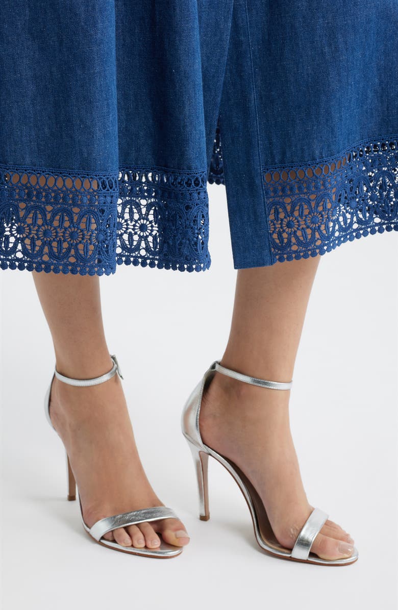 Elie Tahari The Laylee Denim Skirt, Alternate, color, Dark Denim