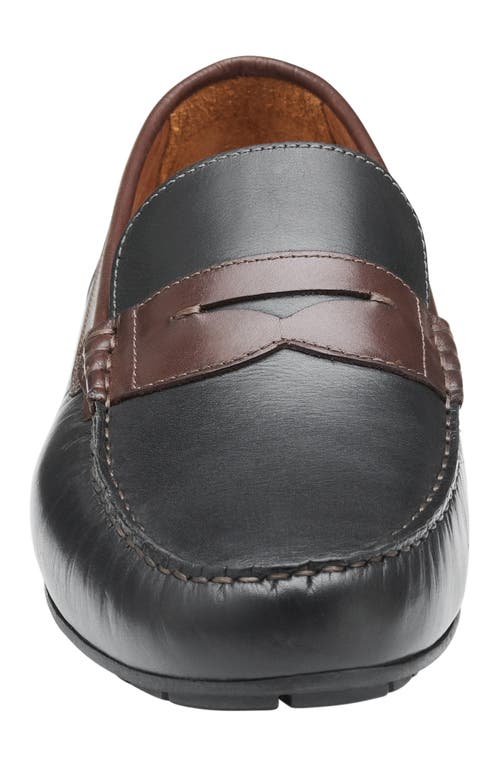 Johnston & Murphy Beck Penny Loafer In Black/mahogany Full Grain