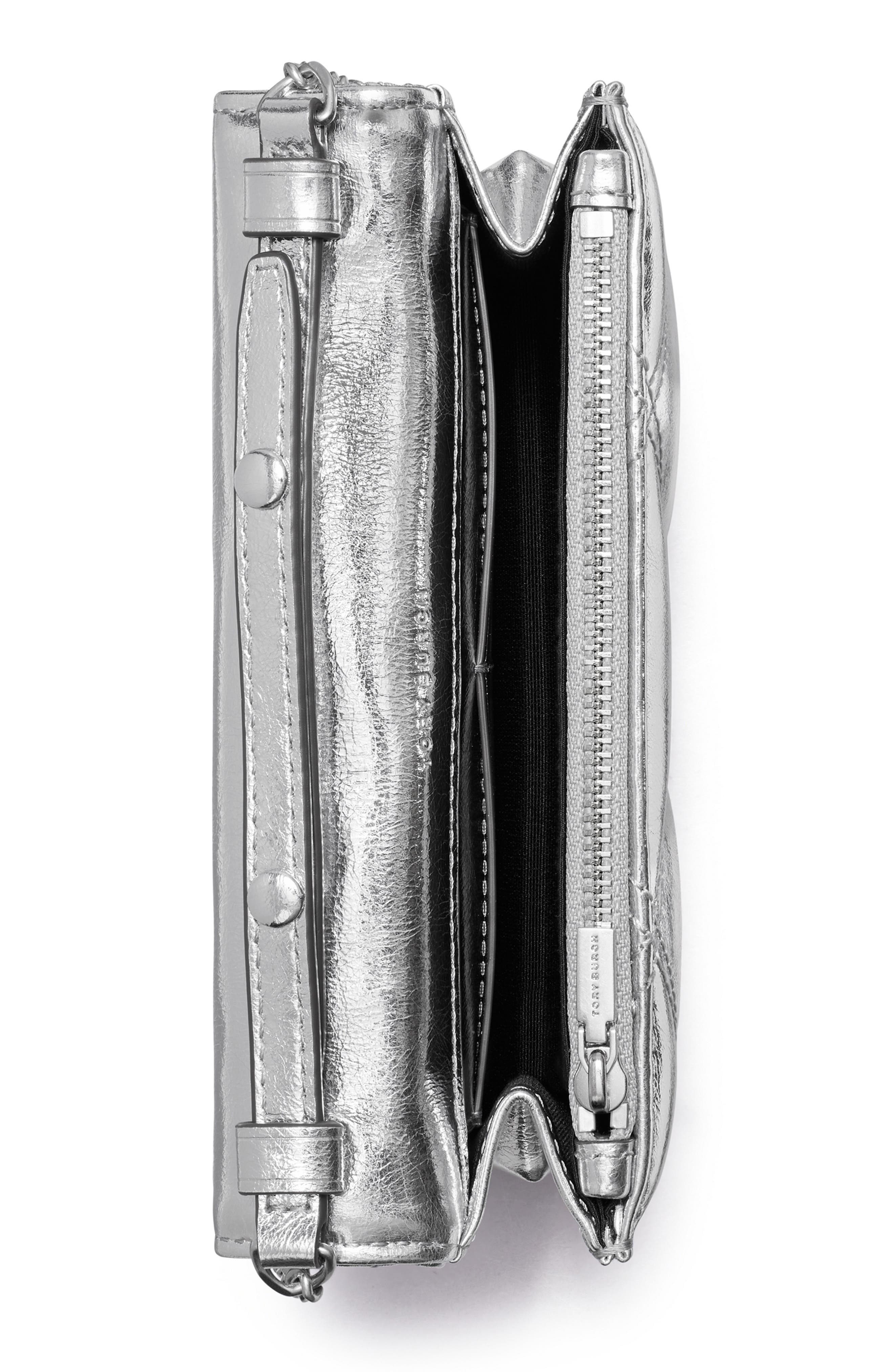 Tory Burch Kira Diamond Quilted Metallic Leather Crossbody Bag, Alternate, color, 