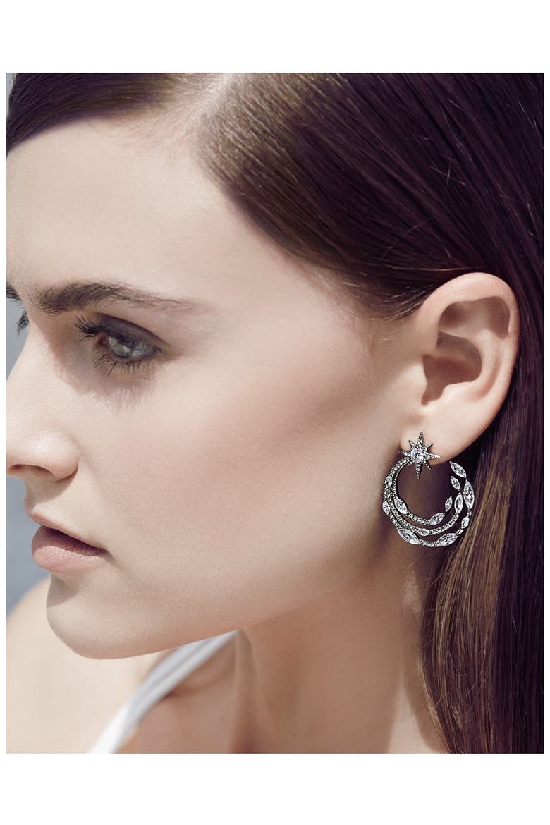 'Starry Night' Hoop Earrings, Alternate, color, BLACK