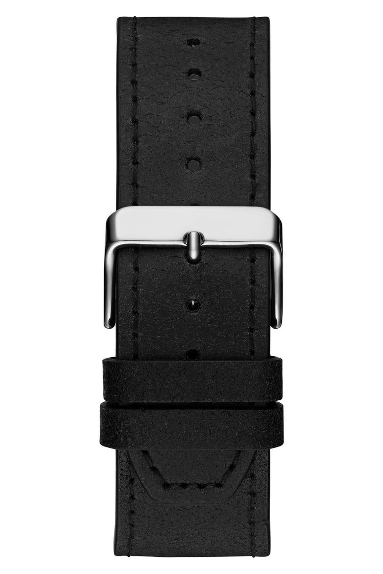 Xander Leather Strap Watch, 40.5mm, Alternate, color, BLACK