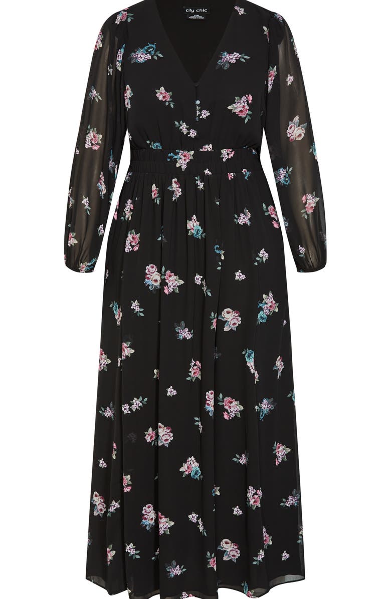 City Chic Jemina Floral Print Long Sleeve Maxi Dress, Alternate, color,
