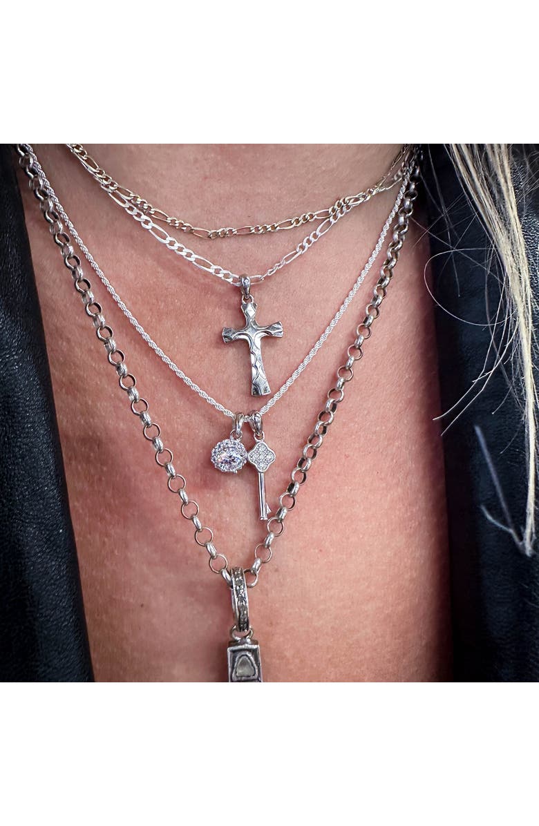 Outofoffice Silver Textured Cross Charm Necklace, Alternate, color, Silver