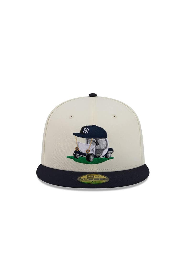 Men's New Era  Cream/Navy New York Yankees Bullpen Cart 59FIFTY Fitted Hat, Alternate, color, Cream