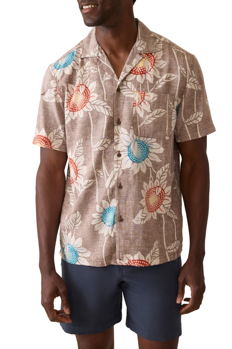 Breeze Linen BlendCamp Shirt, Main, color, SUNSEEKER BLOSSOM
