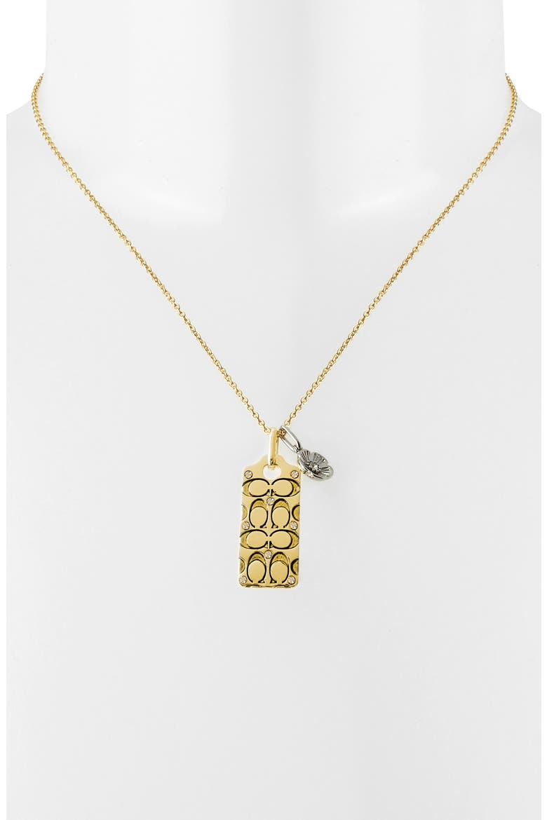 Logo Quilt Dogtag Pendant Necklace, Alternate, color, GOLDEN SHADOW/ GOLD