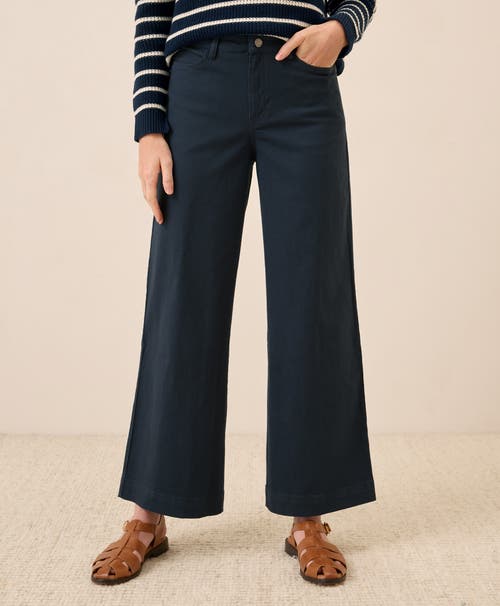 Pact Organic Cotton Stretch Twill Wide Leg Pant In Blue
