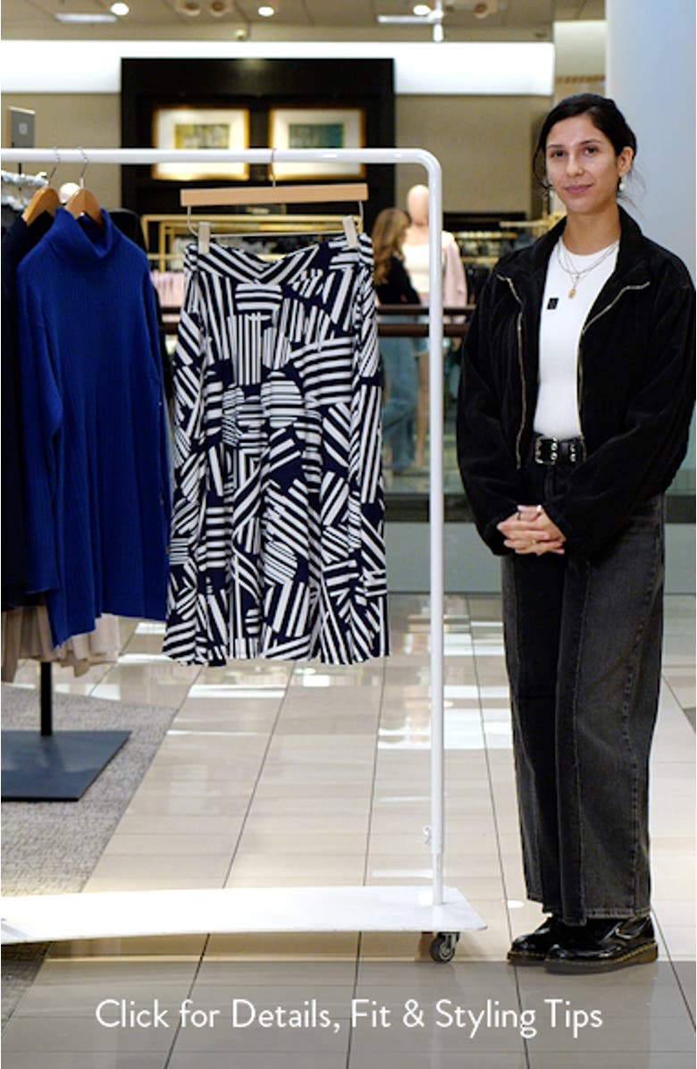 Geometric Print Midi Skirt, sales video thumbnail