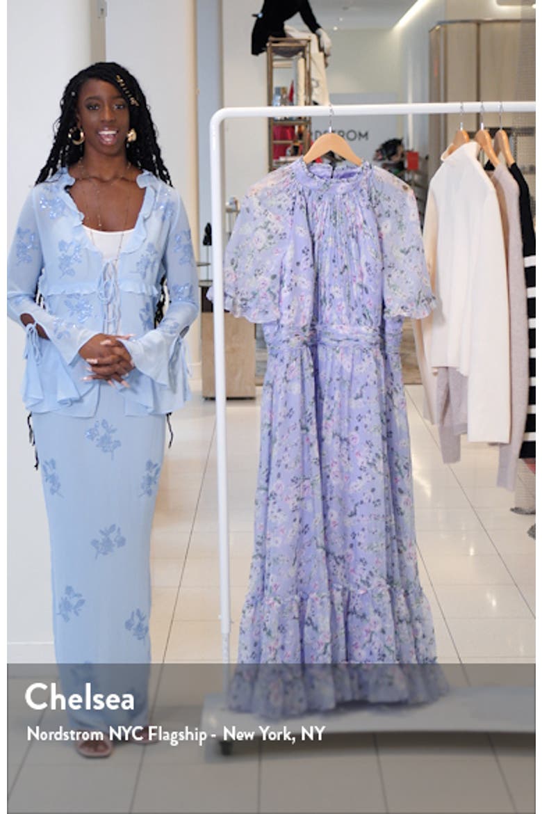 Floral Print High Neck Raglan Sleeve Dress video