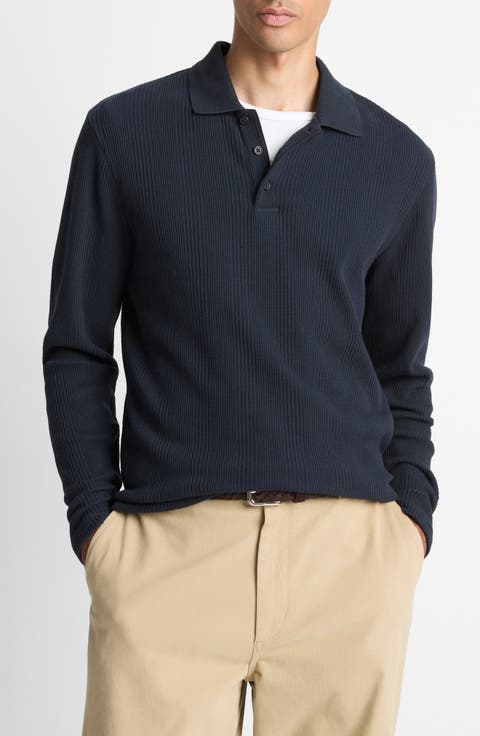 Variegated Texture Long Sleeve Polo