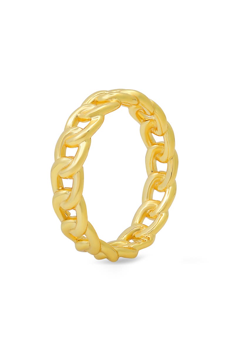 Queen Jewels Sterling Silver Curb Chain Ring, Alternate, color, Gold