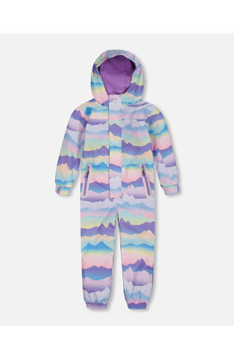 Deux par Deux Little Kids Unisex Printed Mid-Season One-Piece Outerwear Mauve And Blue, Pink Mountain, Main, color, 