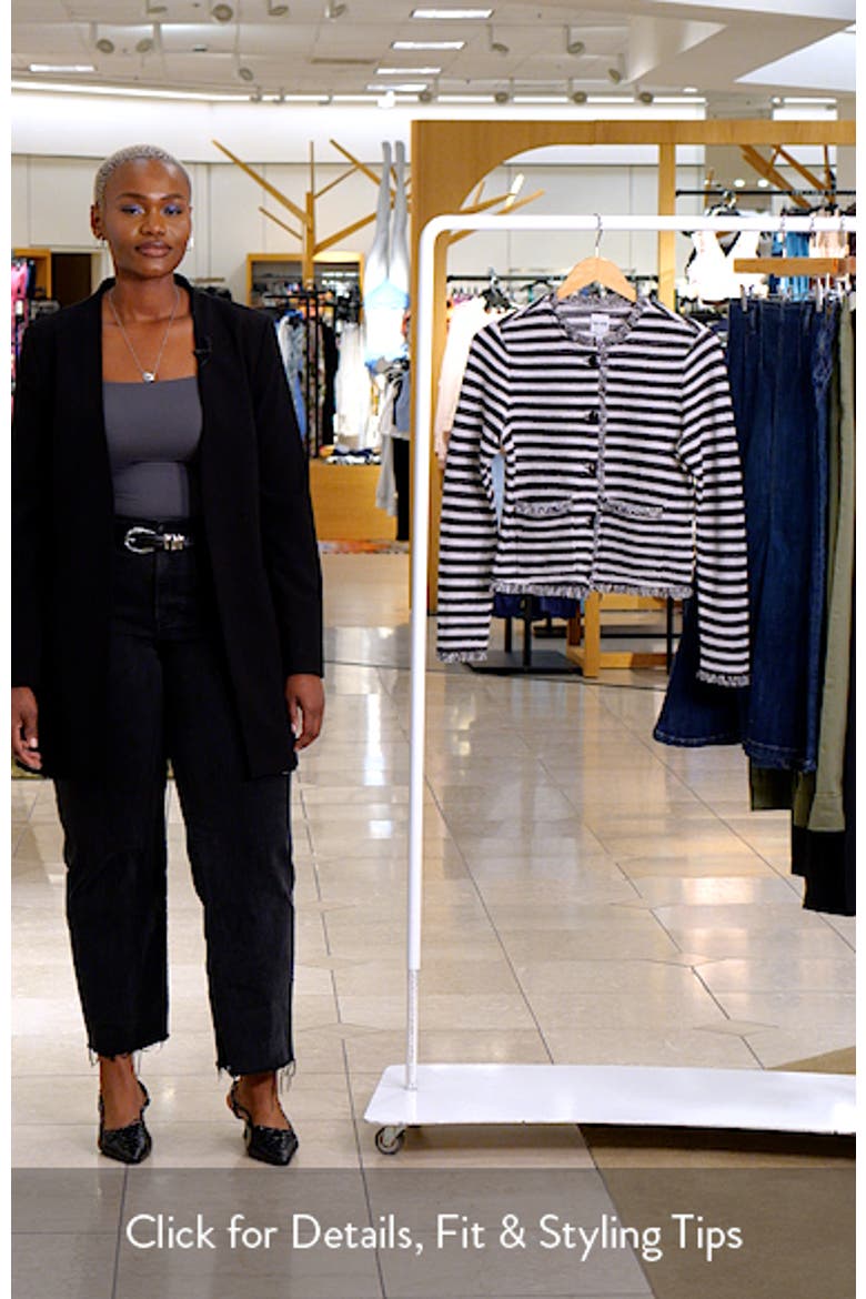 Stripe Fringe Mix Knit Jacket video
