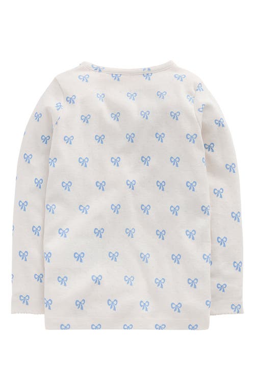 Mini Boden Kids' Bow Print Pointelle T-shirt In White