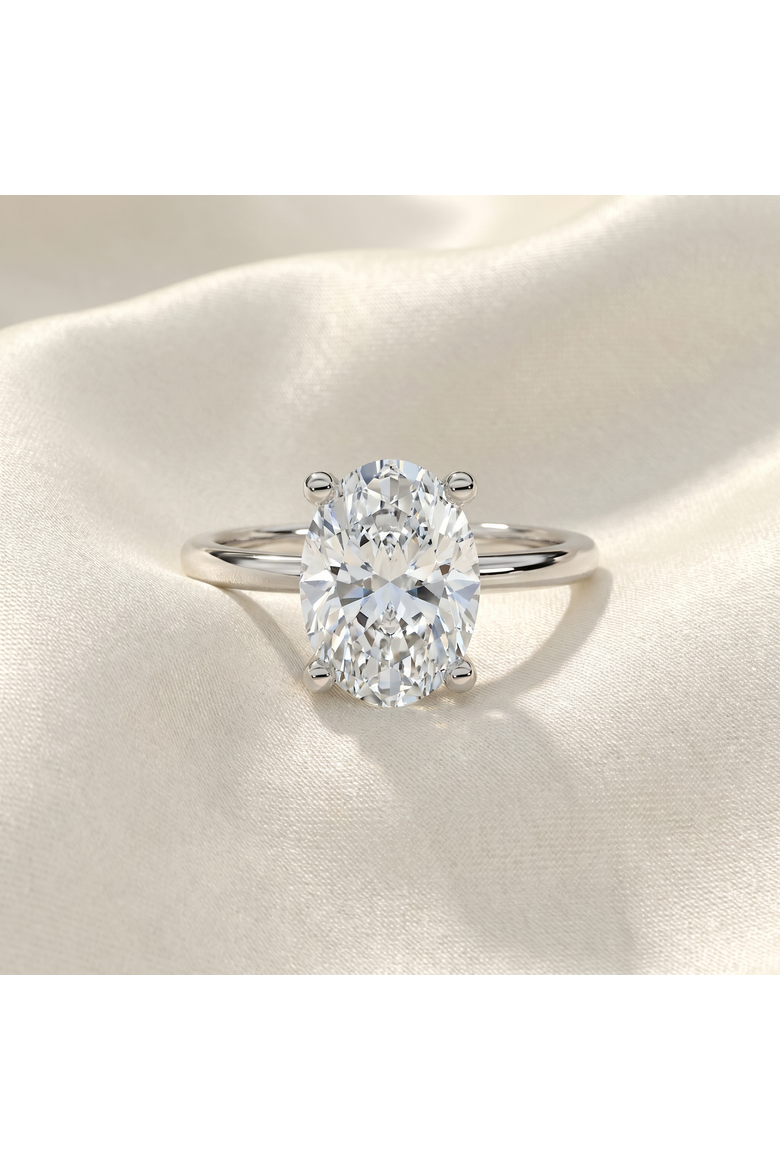 2 1/10Ct Oval Diamond Side Halo Engagement Ring 14k Gold or Platinum Lab Grown, Alternate, color, 14k Yellow Gold